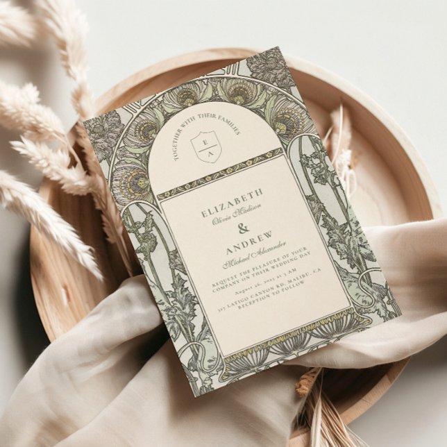 Invitation Dusty Sage Art nouveau mariage (Créateur téléchargé)