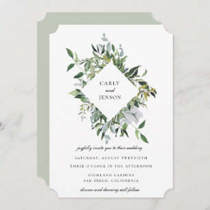Invitation Dusty Sage Botanical Frame Mariage