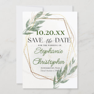 Invitation Dusty Sage Gold Frame Eucalyptus Enregistrer la da