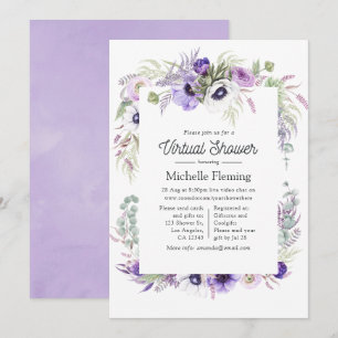 Invitation Dusty Violet Floral Baby shower virtuel