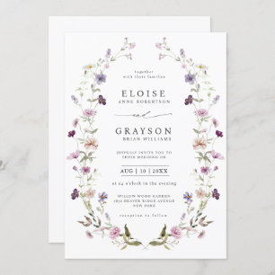 Invitation Dusty Violet Lavender Fleur sauvage Jardin Mariage