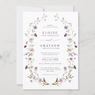 Invitation Dusty Violet Lavender Fleur sauvage Jardin Mariage