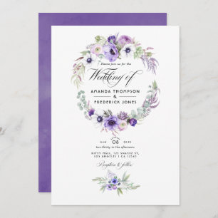 Invitation Dusty Violet Mariage Aquarelle Florale Photo Invit