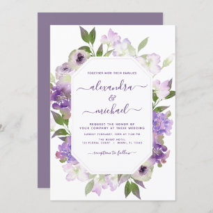 Invitation Dusty violet Mariage Floral verdure