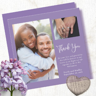 Invitation Dusty violet simple minimaliste Merci Mariage