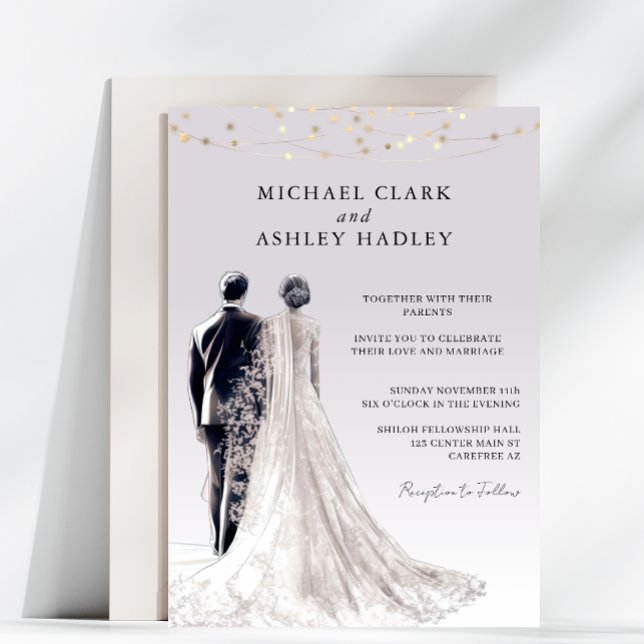 Invitation Dusty violet traditionnel mariée Mariage de chambr (Créateur téléchargé)