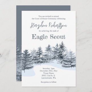 Invitation Eagle Scout, Court of Honor, Gray Forest Trees