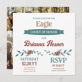 Invitation Eagle Scout Court of Honor, Pinecones & Leaves