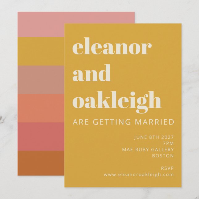 Invitation Eart Boho rouille jaune moderne Mariage géométriqu (Devant / Derrière)