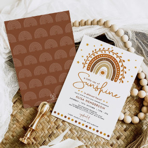 Invitation Earth Tone Boho Rainbow Stars Sunshine Baby shower