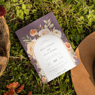 Invitation Earthy Autumn Botanical Floral Arch Frame Wedding