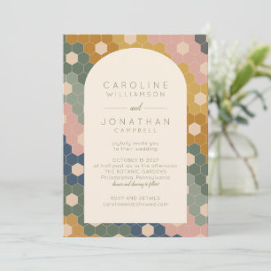 Invitation Earthy Boho Géométrique Chic Mariage moderne