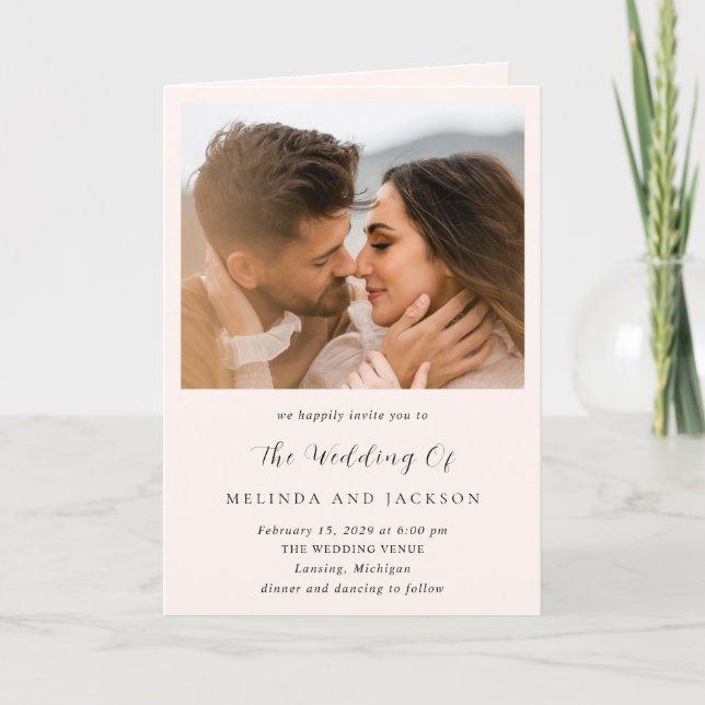 Invitation Earthy Neutral Photo Modern Wedding (Devant)