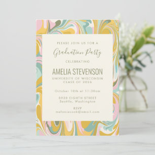 Invitation Earthy Pastel Abstrait Marble Graduation Party