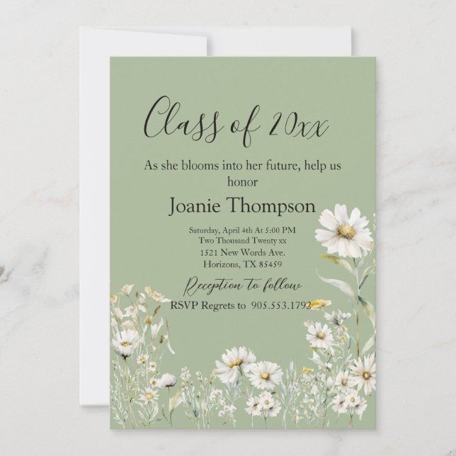 Invitation Earthy Sage & Botanical Greenery Graduation (Devant)