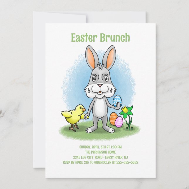Invitation Easter brunch with the Easter bunny (Devant)