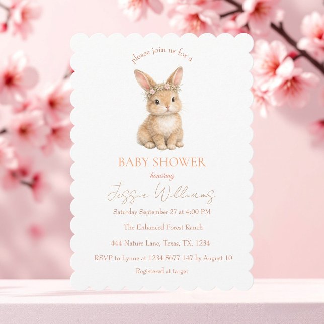 Invitation Easter Cute Bunny Rabbit Watercolor Baby Shower (Créateur téléchargé)
