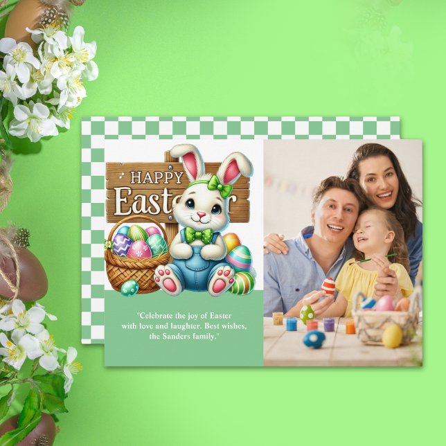 Invitation "Easter Wishes! Lovely Bunny with Family Picture" (Créateur téléchargé)
