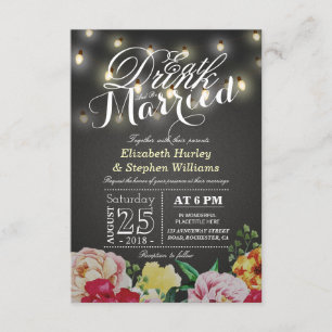 Invitation EAT Boire et être marié String Light Chic Floral