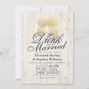 Invitation EAT Drink Be Marié Mariage Gold Pineapple Couple