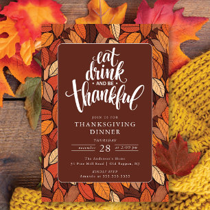 Invitation Eat Drink et Be Thankful Thanksgiving
