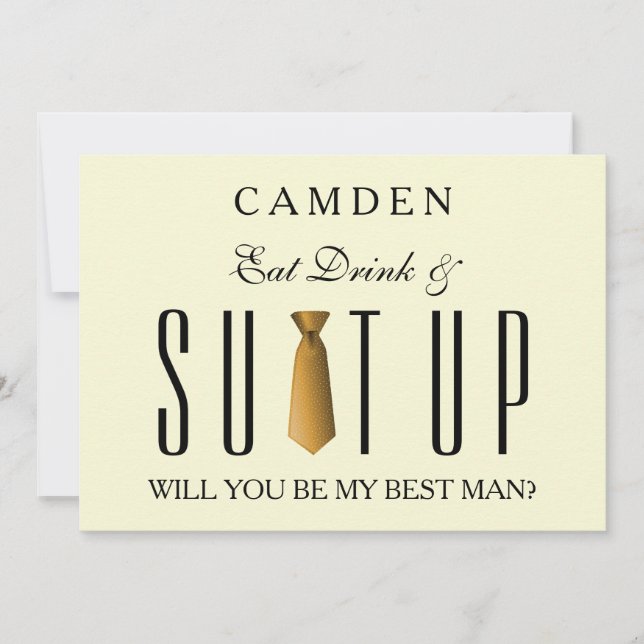 Invitation Eat Drink & Suitup Gold Will you be my Bestman Inv (Devant)