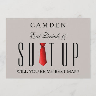 Invitation Eat Drink & Suitup Rouge Serez-vous mon meilleur