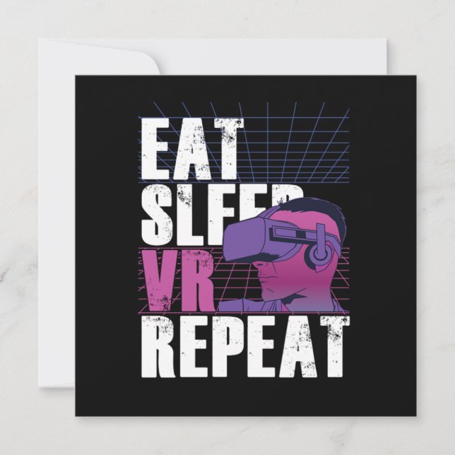 Invitation Eat Sleep VR Répéter Gamer Jeu Réalité virtuelle G (Devant)