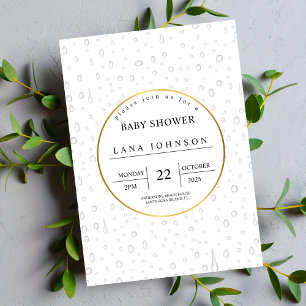 Invitation eau blanche gouttes motif baby shower aquarelle
