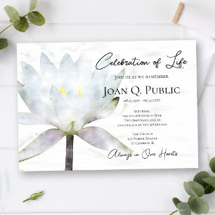 Invitation Eau Blanche Lily Aquarelle Célébration de la vie