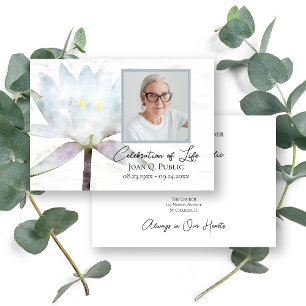 Invitation Eau Blanche Lily Aquarelle Célébration de la vie