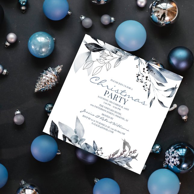 Invitation Eau Bleue Aquarelle | Fête de Noël (Créateur téléchargé)