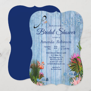 Invitation Eau bleue Galets & Flamants roses roses Fête des m