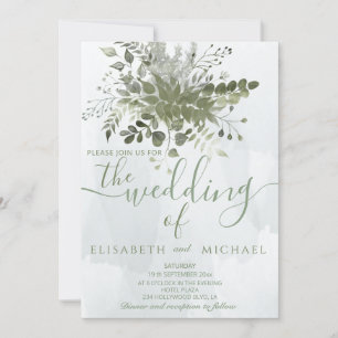 Invitation Eau couleur bleu chic Dusty vert eucalyptus