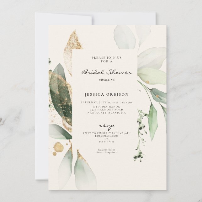 Invitation Eau de botanique d'eucalyptus Aquarelle Enterremen (Devant)