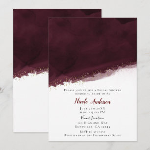 Invitation Eau de Cerise Noire Aquarelle Or Moderne pour Ente