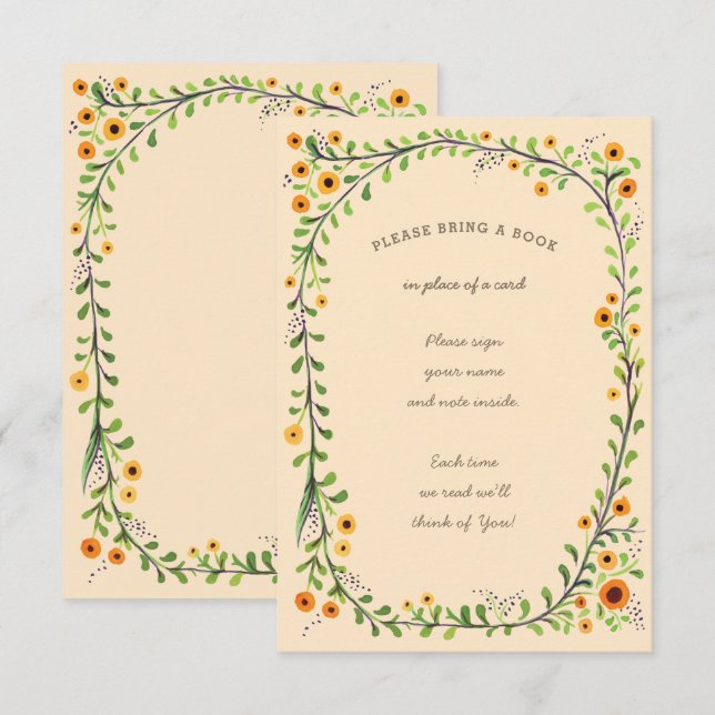 Invitation Eau d'été Sunflower Vine Baby Book Demande (Devant / Derrière)