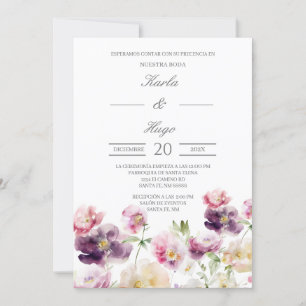 Invitation Eau florale couleur Mariage Espagnol