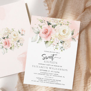 Invitation Eau Florale Rose Aquarelle Douce 16