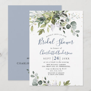 Invitation Eau-forte Eucalyptus Verdure Mariage Shower