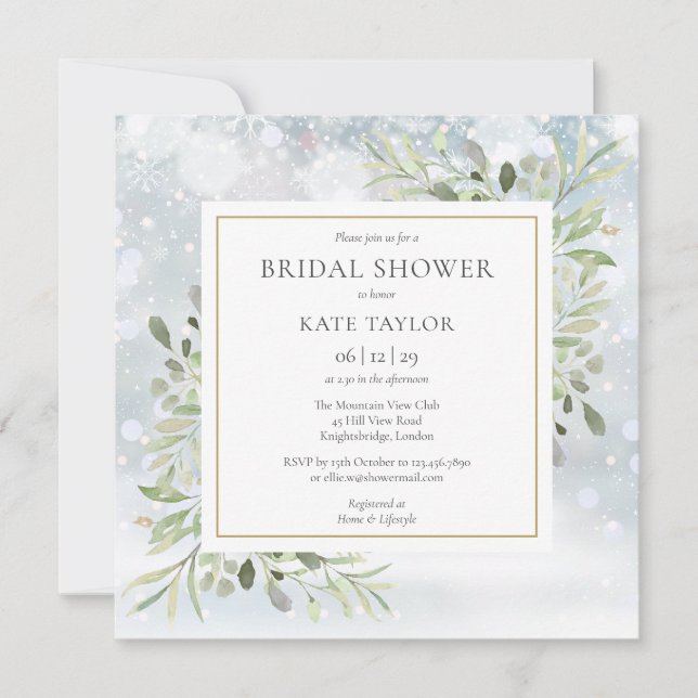 Invitation Eau-forte hivernale Fête de mariage (Devant)