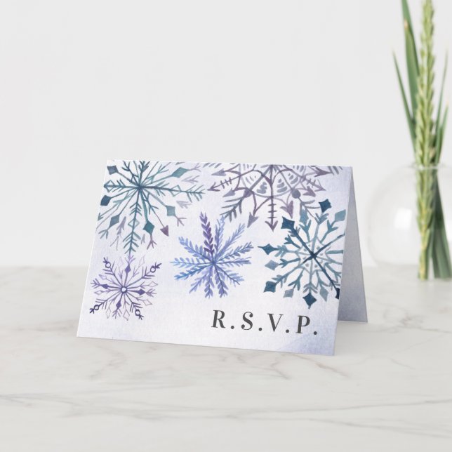 Invitation Eau rustique Snowflakes Mariage d'hiver RSVP (Devant)