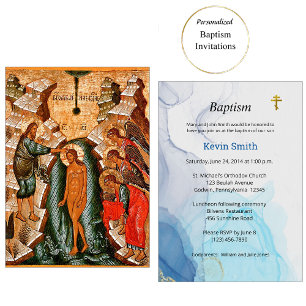 Invitation Eaux vivantes Baptême chrétien orthodoxe