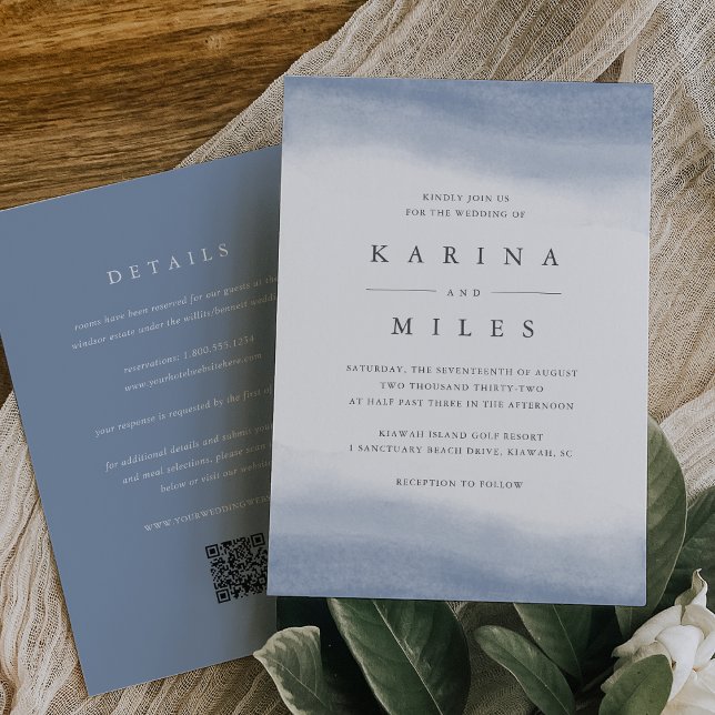 Invitation Ebb Tide Aquarelle côtière tout en un Mariage (Créateur téléchargé)