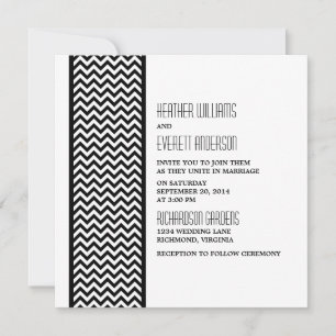 Invitation Ebony Chevron Border Wedding