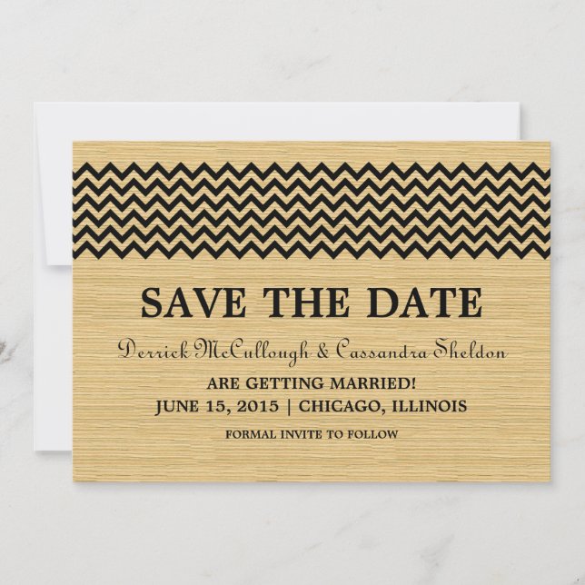 Invitation Ebony Rustic Chevron Enregistrer l'Invitation de d (Devant)