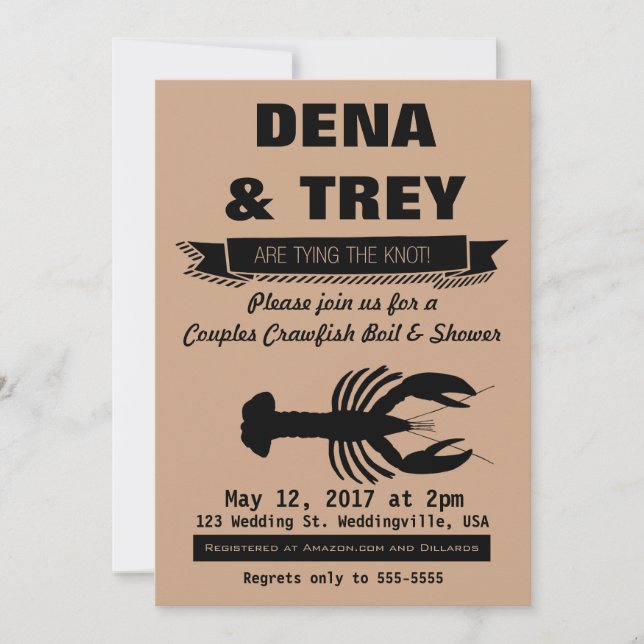 Invitation Ébullition Inviation, wedding shower d'écrevisses (Devant)