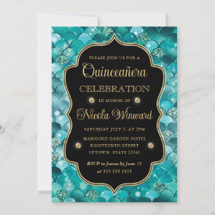 Invitation Écailles de sirène iridescentes et dorées pour Qui