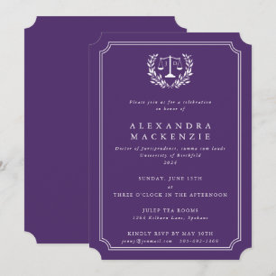 Invitation Écales de JD violettes/blanches + Laurier de remis