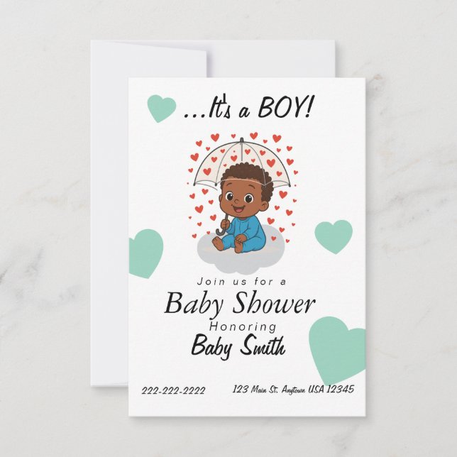 Invitation Écart de baby shower du prince noir (Devant)